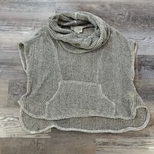 Anthro Saturday Sunday Knit Cowl Neck Hoodie Gray Open Weave Boho Coastal S